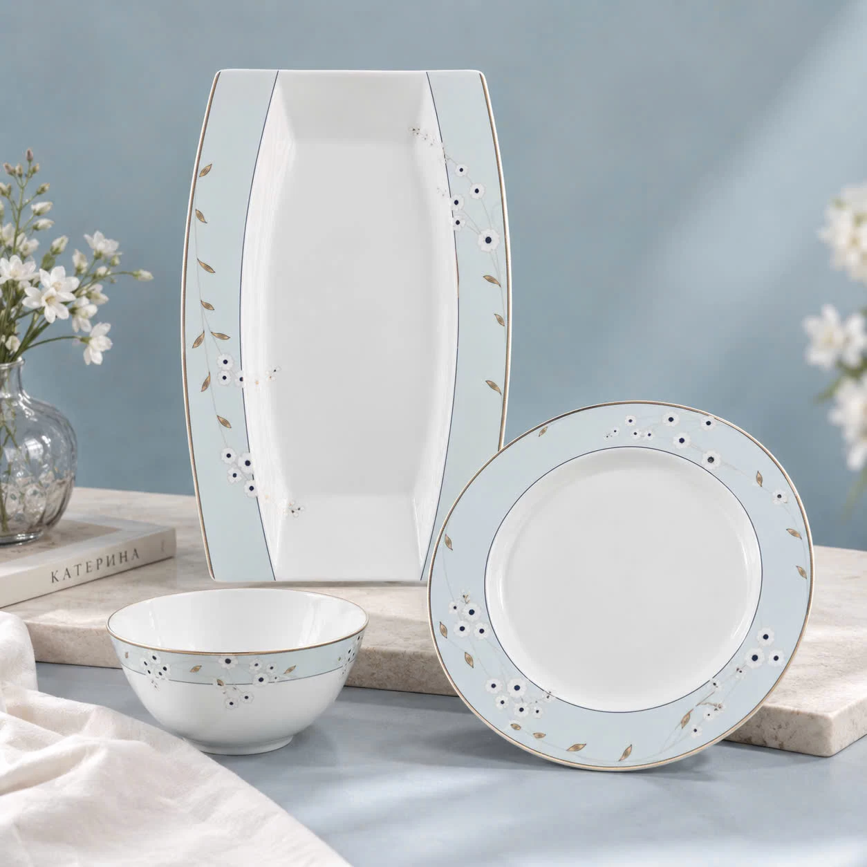 Đĩa Oval Катерина Wildflower 31.5cm| Sứ xương | WILDFLOWER