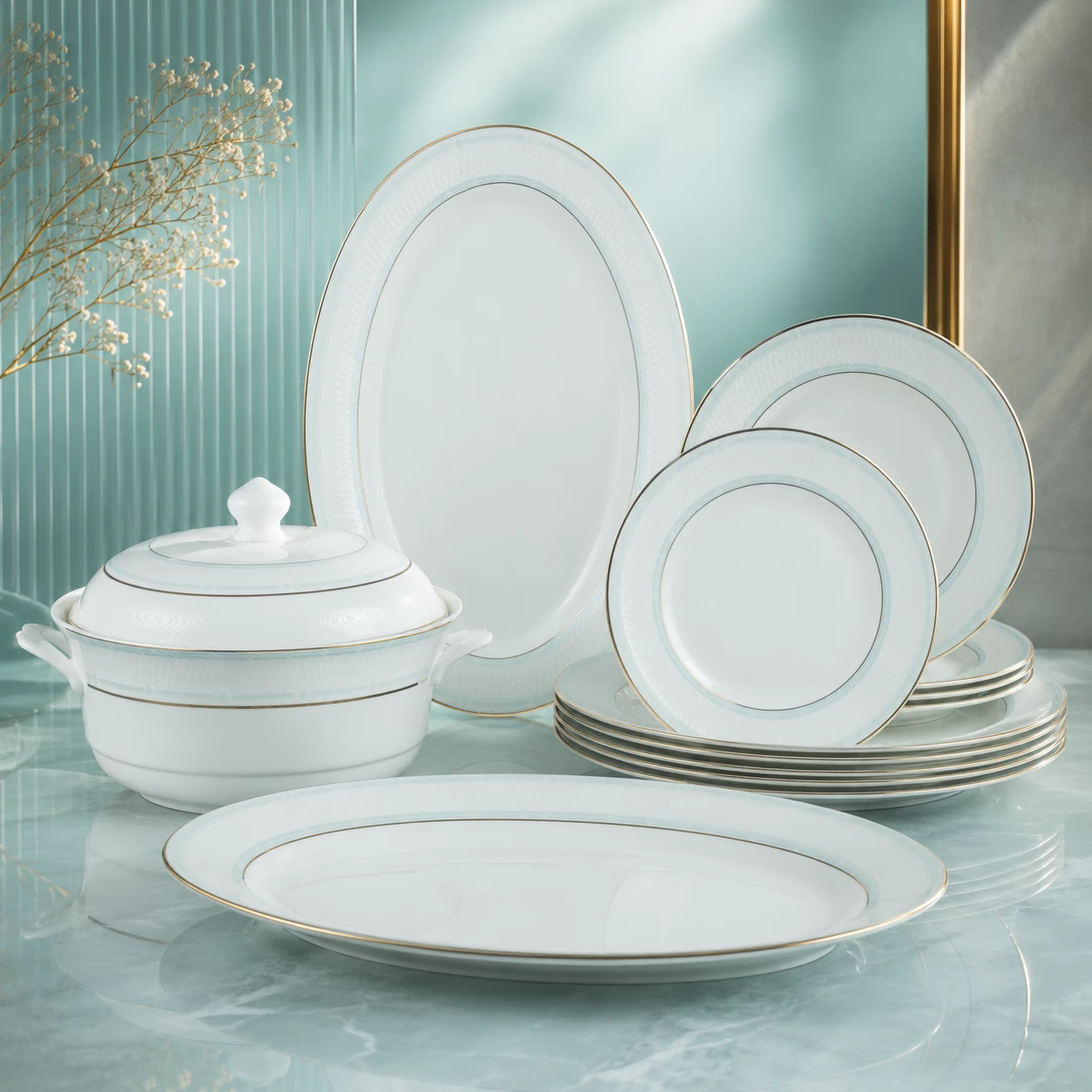 Đĩa tròn Катерина Pristine 20.5cm| Sứ xương | PRISTINE
