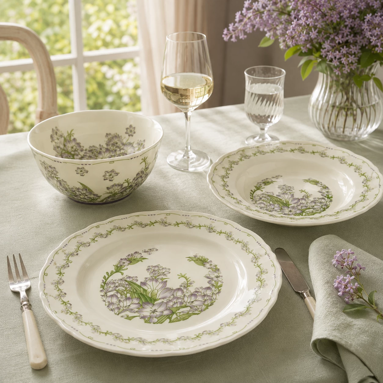 Đĩa tròn sâu lòng Катерина Lilas 20.3cm | Sứ cường lực cao cấp | LILAS
