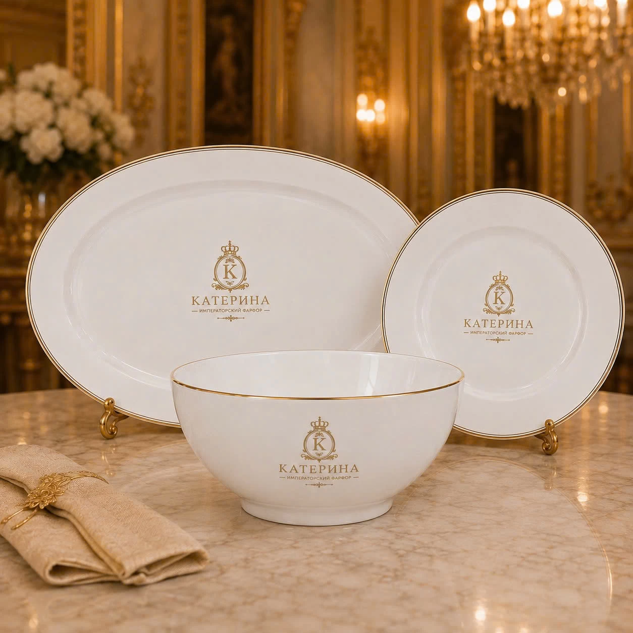Đĩa Oval Катерина 30.5cm| Sứ xương | Катерина