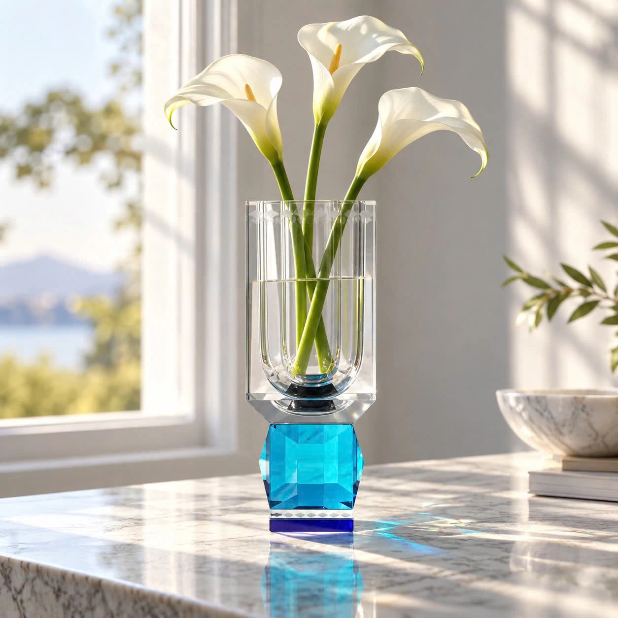 Bình hoa (lọ hoa) pha lê KA JeanBluer Катерина 25.5cm | Crystal Katerina