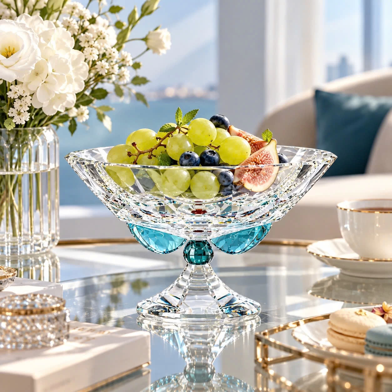 Khay pha lê KA Aqua Sapphire Катерина 15.0cm | Crystal Katerina