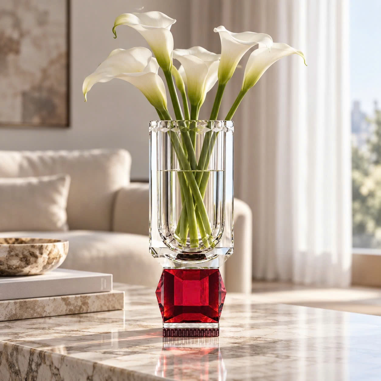 Bình hoa (lọ hoa) pha lê KA Burgundy Катерина 25.5cm | Crystal Katerina