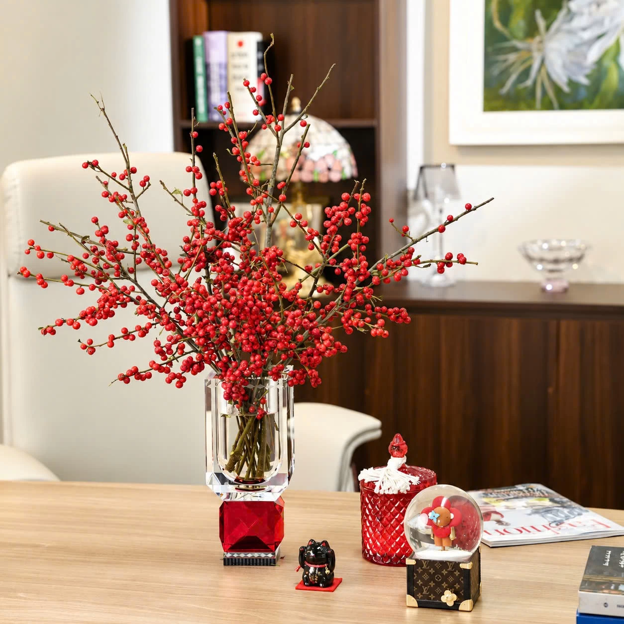 Bình hoa (lọ hoa) pha lê KA Burgundy Катерина 25.5cm | Crystal Katerina
