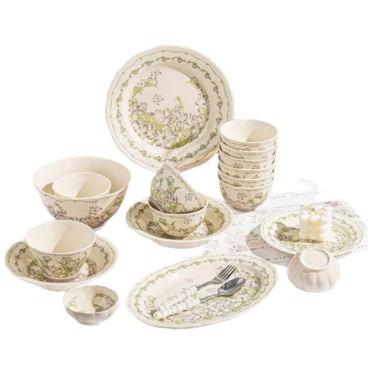 Bộ bát đĩa ăn Катерина Lilas cho 10 người | Sứ cường lực cao cấp | LILAS COLLECTION